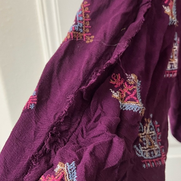Like New Free People Retired Limited Release Burgundy/Purple Embroidered Top! - Picture 6 of 9